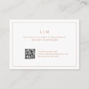 Einfache Rose Rosa Monogramm QR Code Hochzeit RSVP Mitteilungskarte