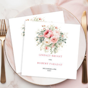 Einfache Rosé-Rosen-Grün-Hochzeitsservietten Serviette