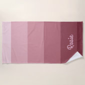 Einfache Rose Streifen mit Individuelle Name Strandtuch (Vorderseite)