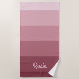 Einfache Rose Streifen mit Individuelle Name Strandtuch