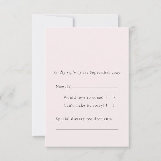 Einfache Rose Weich elegant Minimalistisch Schlich RSVP Karte (Vorderseite)