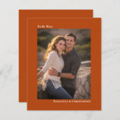 Einfache Rost Orange BUDGET Hochzeit Foto Einladun (Vorne/Hinten)