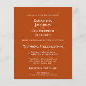 Einfache Rost Orange BUDGET Hochzeit Foto Einladun (Rückseite)