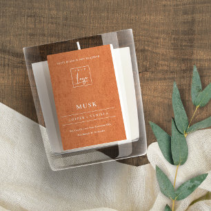 Einfache Rostterracotta-Linen-Logo-Border-Kerze Lebensmitteletikett