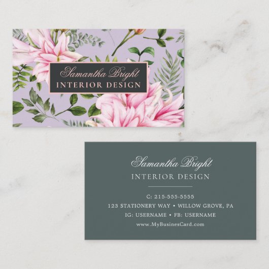 Einfache rosy Foliage Stilvolle Visitenkarte (Vorne/Hinten)
