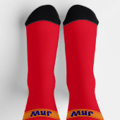Einfache Rot-Orange und Blau mit Monogramm Socken (Oben)