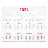 Einfache Rot und Weiß 2024 Jahr im Überblick Fotodruck (Vorne)