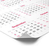 Einfache Rot und Weiß 2024 Jahr im Überblick Poster (Ecke)