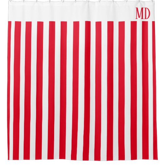 Einfache Rot und Weiß Streifen Erstweihnachtszeit Duschvorhang (Vorderseite)