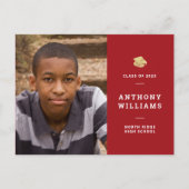 Einfache Rot-Weiß-Foto-Abschluss Postkarte (Vorderseite)