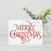 Einfache Rot & Weiß frohe Weihnachten (Stehend Vorderseite)