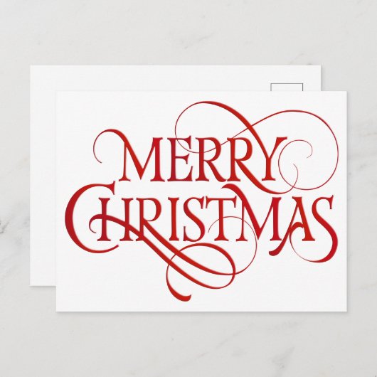 Einfache Rot & Weiß frohe Weihnachten (Vorne/Hinten)