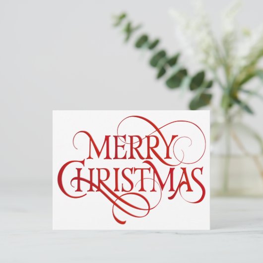 Einfache Rot & Weiß frohe Weihnachten (Stehend Vorderseite)