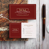 Einfache Rot-Weiß-Monogramm Visitenkarte