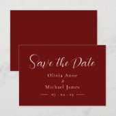 Einfache Rot-Weiß-Schrift-Hochzeit speichern Sie d Save The Date (Vorne/Hinten)