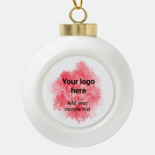 Einfache rote Aquarellfarbe, fügen Sie Ihr Logo un Keramik Kugel-Ornament