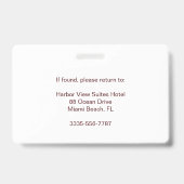 Einfache rote benutzerdefinierte Hotel-Concierge-M Ausweis (Rückseite)