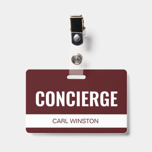 Einfache rote benutzerdefinierte Hotel-Concierge-M Ausweis (Vorderseite mit Clip)