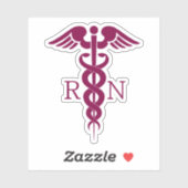 Einfache rote Caduceus Registered Nurse RN Symbol Aufkleber (Blatt)