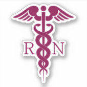 Einfache rote Caduceus Registered Nurse RN Symbol Aufkleber (Vorderseite)