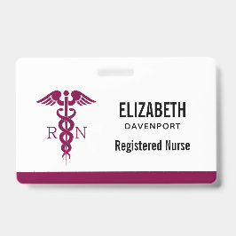 Einfache rote Caduceus Registered Nurse RN Symbol Ausweis