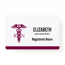 Einfache rote Caduceus Registered Nurse RN Symbol