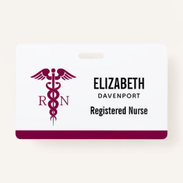 Einfache rote Caduceus Registered Nurse RN Symbol Ausweis