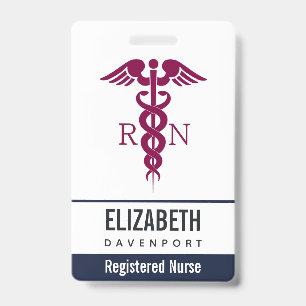 Einfache rote Caduceus Registered Nurse RN Symbol Ausweis