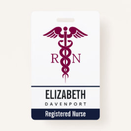 Einfache rote Caduceus Registered Nurse RN Symbol Ausweis