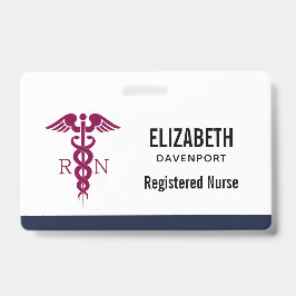 Einfache rote Caduceus Registered Nurse RN Symbol Ausweis