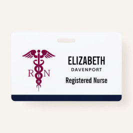 Einfache rote Caduceus Registered Nurse RN Symbol Ausweis