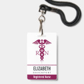 Einfache rote Caduceus Registered Nurse RN Symbol Ausweis (Vorderseite mit Lanyard)