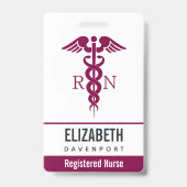 Einfache rote Caduceus Registered Nurse RN Symbol Ausweis (Rückseite)