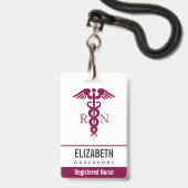 Einfache rote Caduceus Registered Nurse RN Symbol Ausweis (Rückseite mit Lanyard)