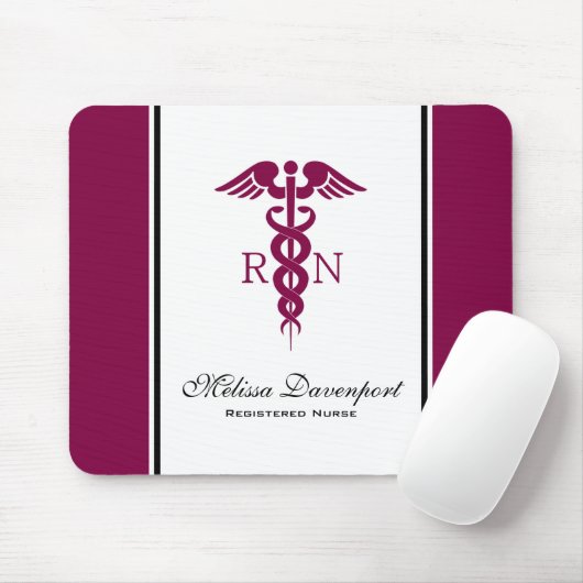 Einfache rote Caduceus Registered Nurse RN Symbol Mousepad (Mit Mouse)