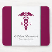 Einfache rote Caduceus Registered Nurse RN Symbol Mousepad (Vorne)