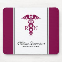 Einfache rote Caduceus Registered Nurse RN Symbol