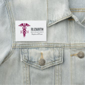 Einfache rote Caduceus Registered Nurse RN Symbol Namensschild (Beispiel)