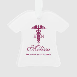 Einfache rote Caduceus Registered Nurse RN Symbol Ornament