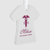 Einfache rote Caduceus Registered Nurse RN Symbol Ornament (Vorderseite)