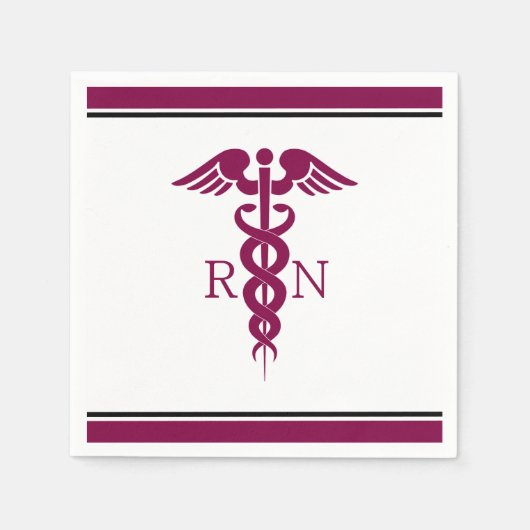 Einfache rote Caduceus Registered Nurse RN Symbol Serviette (Vorderseite)