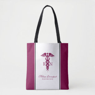 Einfache rote Caduceus Registered Nurse RN Symbol Tasche