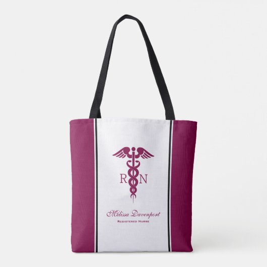 Einfache rote Caduceus Registered Nurse RN Symbol Tasche (Rückseite)