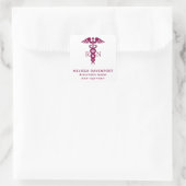 Einfache Rote Caduceus registrierte Krankenschwest Quadratischer Aufkleber (Tasche)