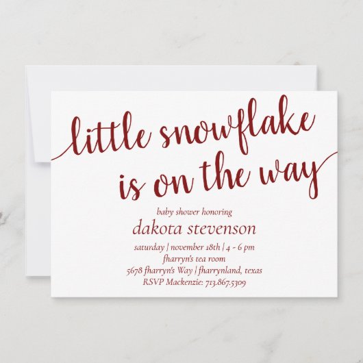 Einfache rote Dusche | Candy Apple Little Snowflak Einladung (Vorderseite)