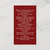 Einfache Rote Gedenkkarte für das Weiße Kreuz Visitenkarte (Rückseite)