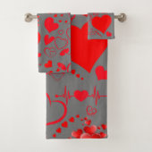 Einfache rote Herzen Romantische Liebe auf Charoca Badhandtuch Set (Insitu)