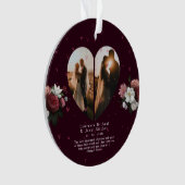 Einfache Rote Herzform Paare Fotos Geschenk Ornament (Vorderseite)