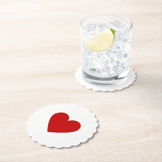 Einfache Rote Herzskala Moderne Liebe Minimal Untersetzer (Vor Ort)