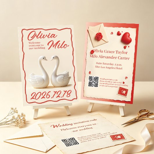 Einfache rote Hochzeit Einladung
